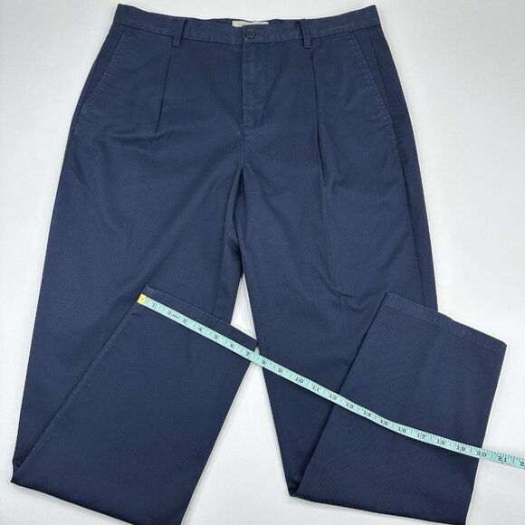 Everlane Uniform Men Navy The Cotton Pleated‎ Minimalist Career Pant W33-35/L30 - Picture 13 of 14